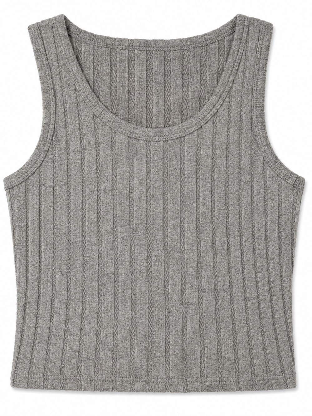 Gray Ribbed Knit Tank Top